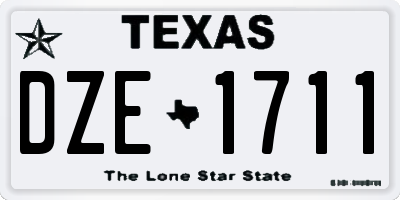 TX license plate DZE1711