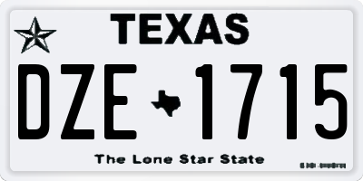 TX license plate DZE1715