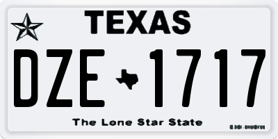 TX license plate DZE1717