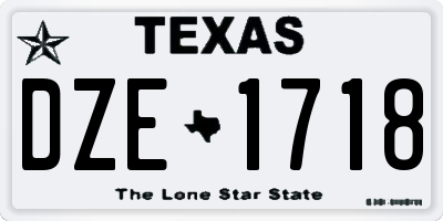TX license plate DZE1718