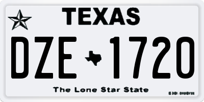 TX license plate DZE1720