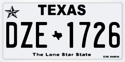 TX license plate DZE1726