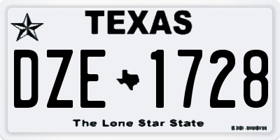 TX license plate DZE1728