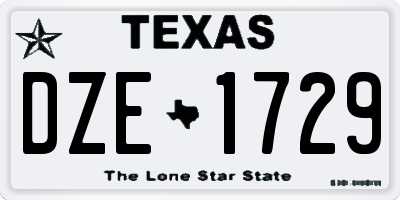 TX license plate DZE1729