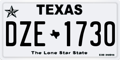 TX license plate DZE1730