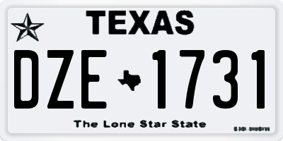 TX license plate DZE1731