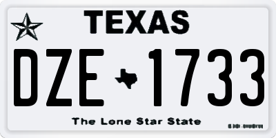 TX license plate DZE1733