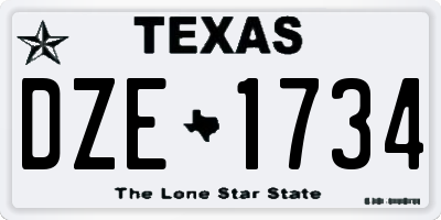 TX license plate DZE1734