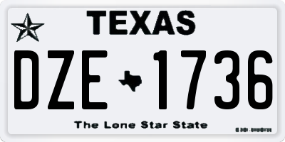 TX license plate DZE1736