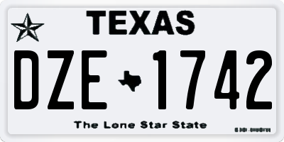 TX license plate DZE1742