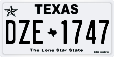 TX license plate DZE1747