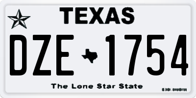 TX license plate DZE1754