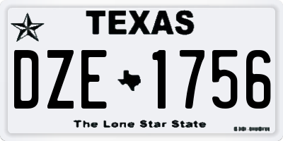 TX license plate DZE1756
