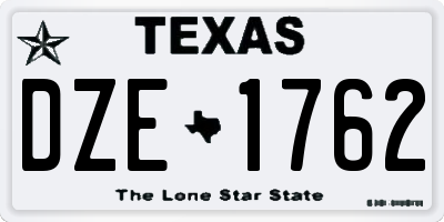 TX license plate DZE1762