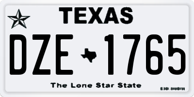 TX license plate DZE1765