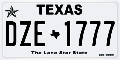 TX license plate DZE1777