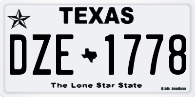 TX license plate DZE1778