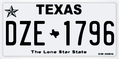 TX license plate DZE1796