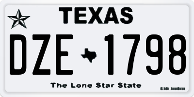 TX license plate DZE1798