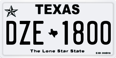 TX license plate DZE1800