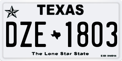 TX license plate DZE1803