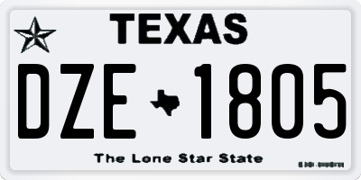 TX license plate DZE1805