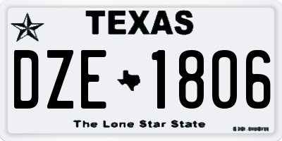 TX license plate DZE1806
