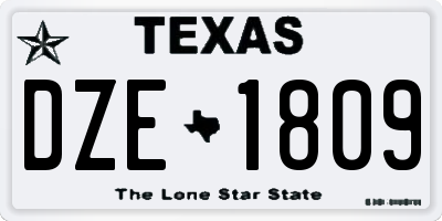 TX license plate DZE1809