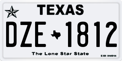 TX license plate DZE1812