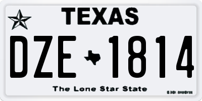 TX license plate DZE1814