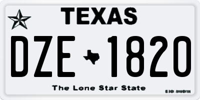 TX license plate DZE1820