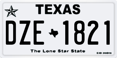 TX license plate DZE1821