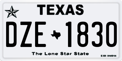 TX license plate DZE1830