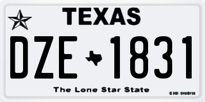 TX license plate DZE1831
