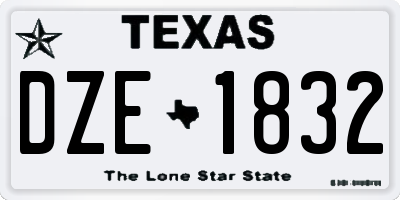 TX license plate DZE1832