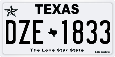 TX license plate DZE1833