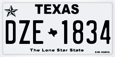 TX license plate DZE1834