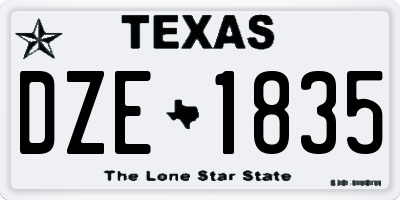 TX license plate DZE1835