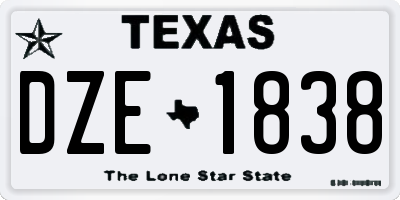 TX license plate DZE1838
