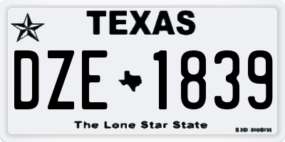 TX license plate DZE1839