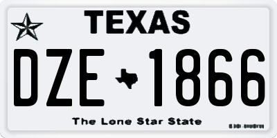 TX license plate DZE1866