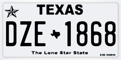 TX license plate DZE1868