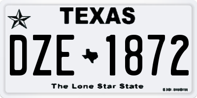 TX license plate DZE1872