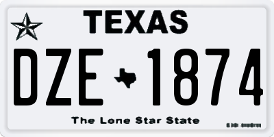 TX license plate DZE1874