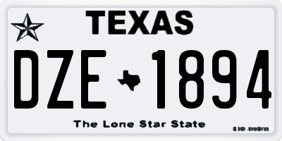 TX license plate DZE1894