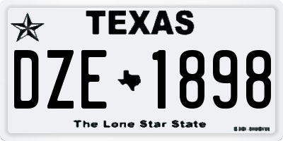 TX license plate DZE1898