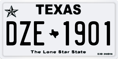 TX license plate DZE1901