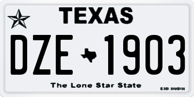 TX license plate DZE1903