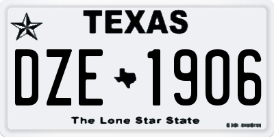 TX license plate DZE1906