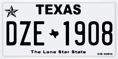 TX license plate DZE1908